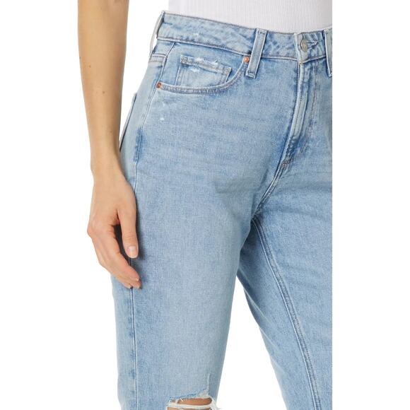 Paige High Rise Brigitte Raw Hem Cuf Cori Destructed Denim Jeans 27 NWT - Picture 3 of 6